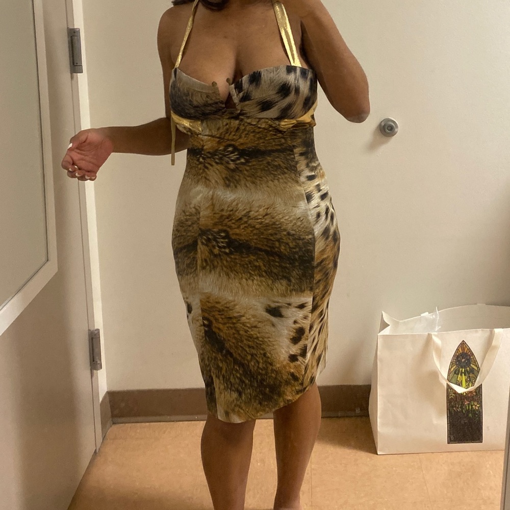 Just Cavalli Animal Print satin midi dress - Picture 2 of 8